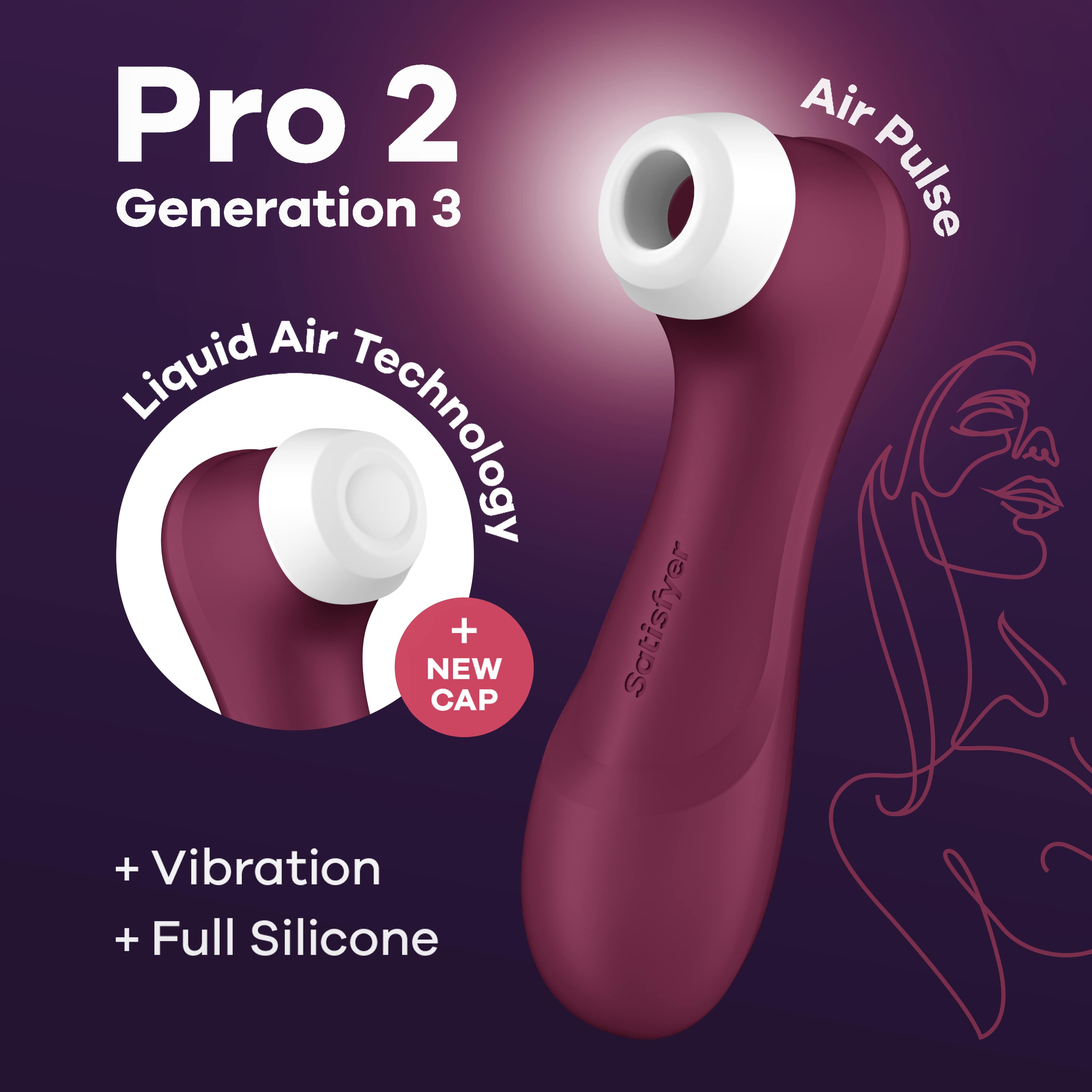 Bluetooth/App клиторальный вибростимулятор Pro 2 Generation 3 with Liquid Air (wine red)