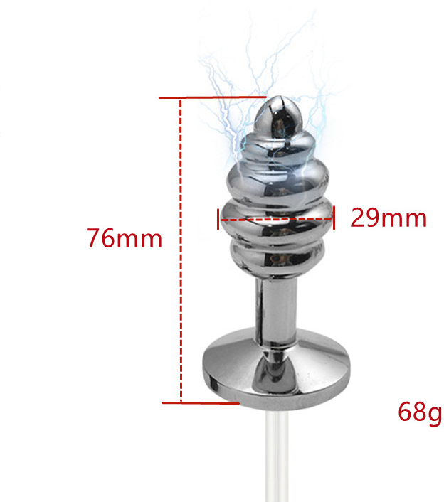 Винтообразная алюминевая анальная пробка с электростимуляцией