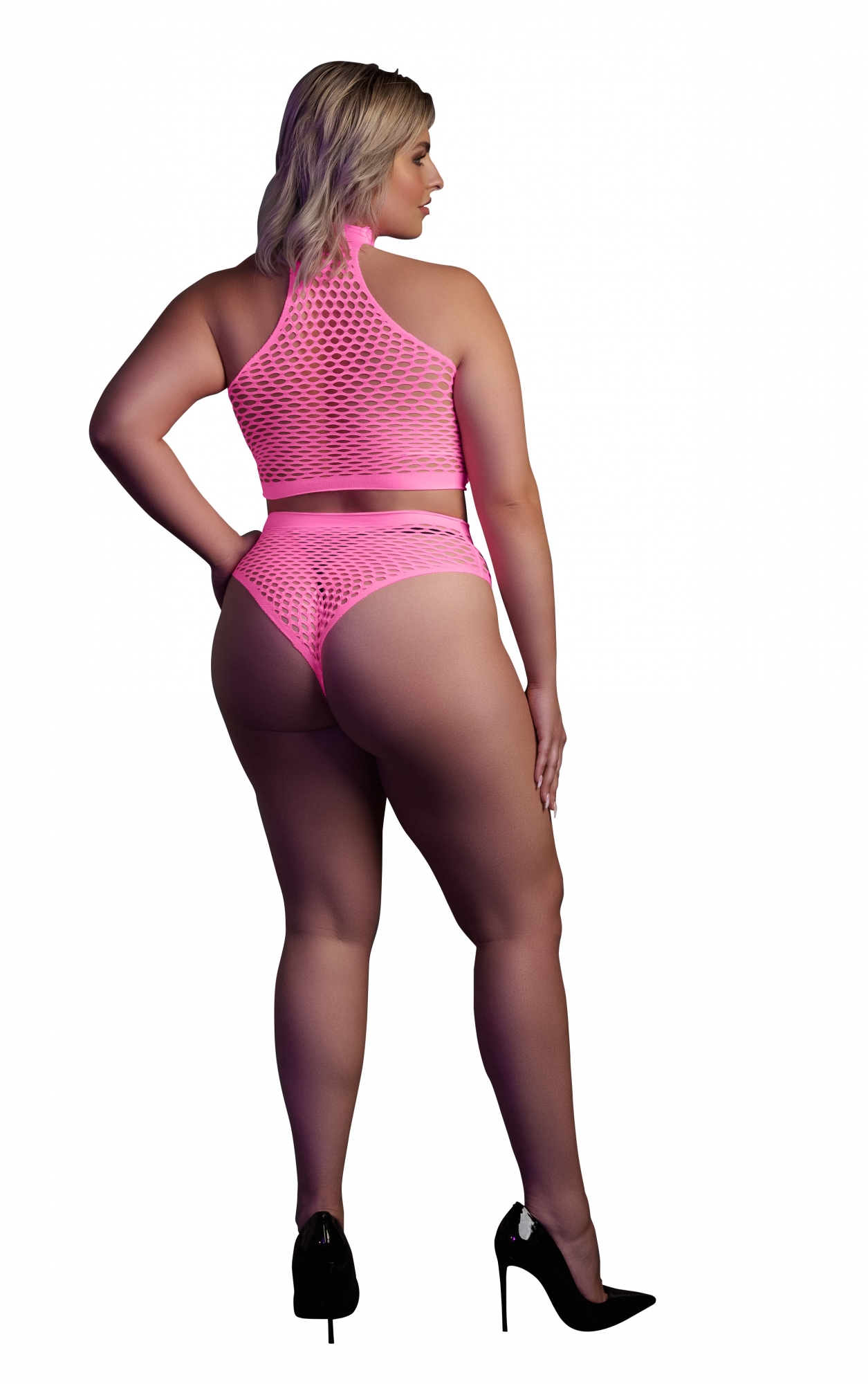 Топ и трусики Turtle Neck and High Waist Slip - Pink - XL/XXXXL