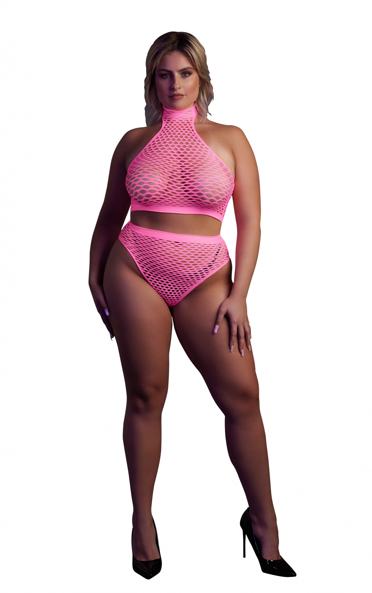 Топ и трусики Turtle Neck and High Waist Slip - Pink - XL/XXXXL