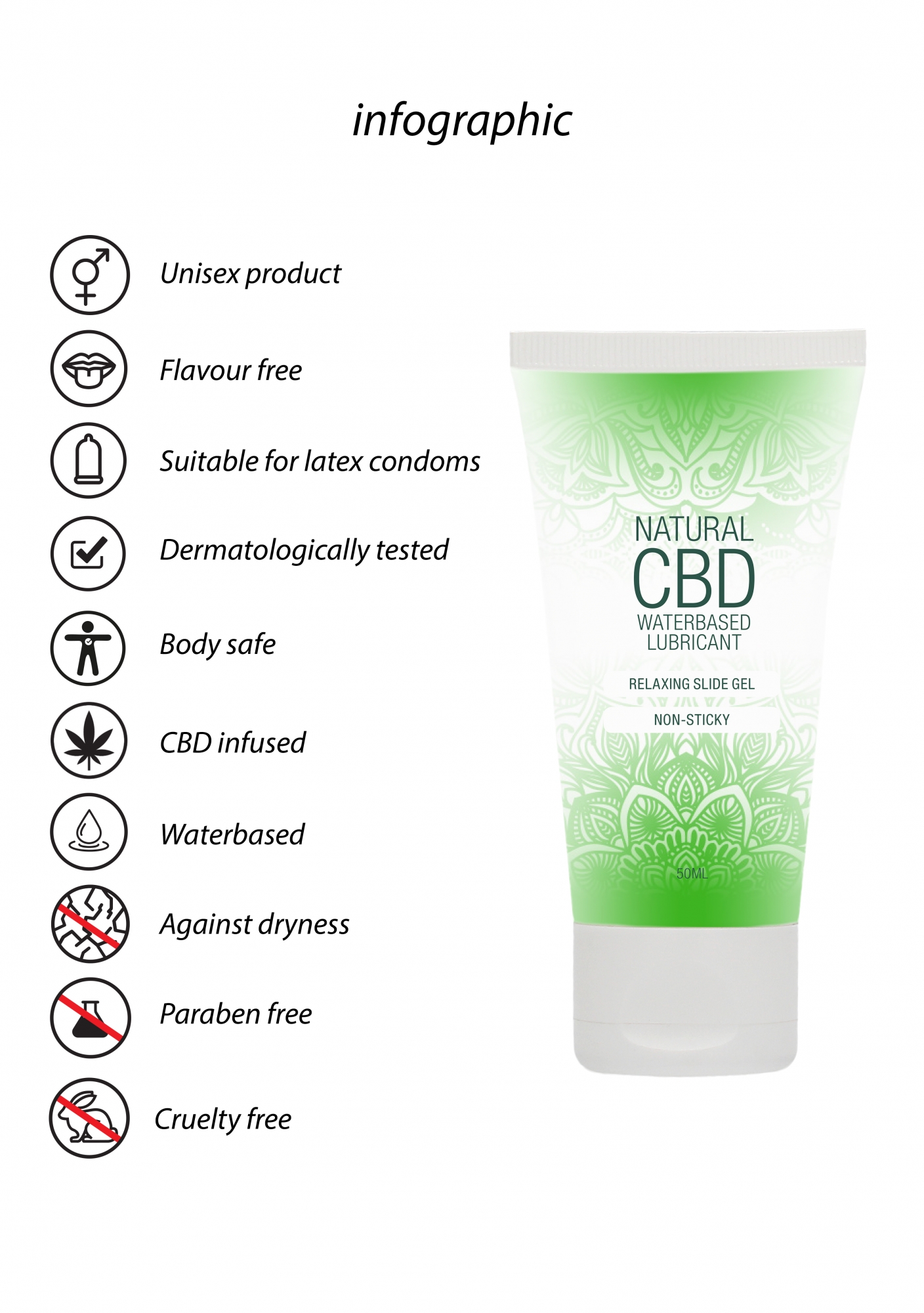 Лубрикант на водной основе Natural CBD - 50 ml