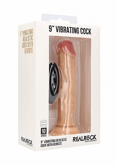 Фаллоимитатор с вибрацией и пультом управления Vibrating Realistic Cock - 9"