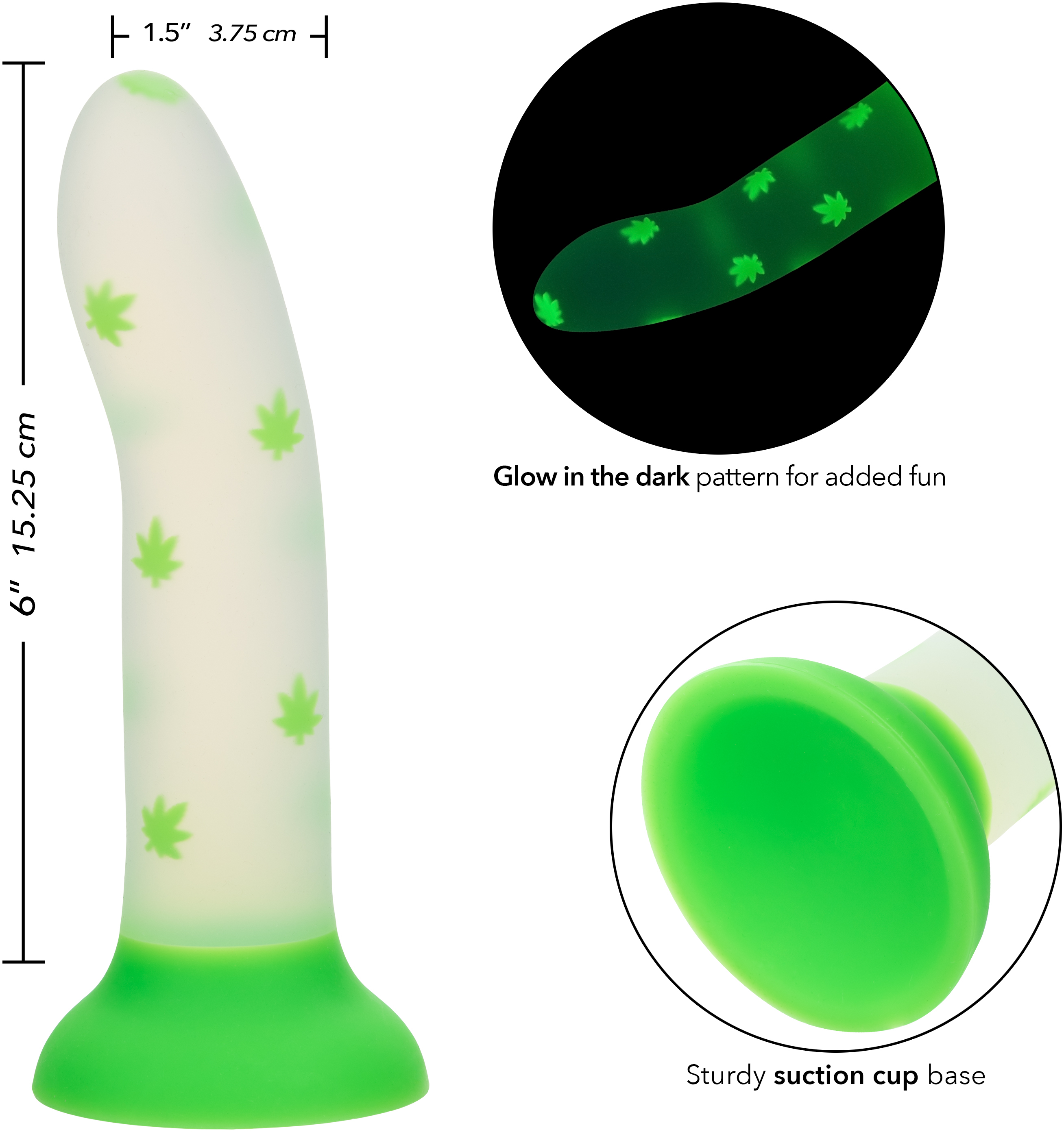 Светящийся фаллоимитатор фаллоимитатор Glow Stick Leaf