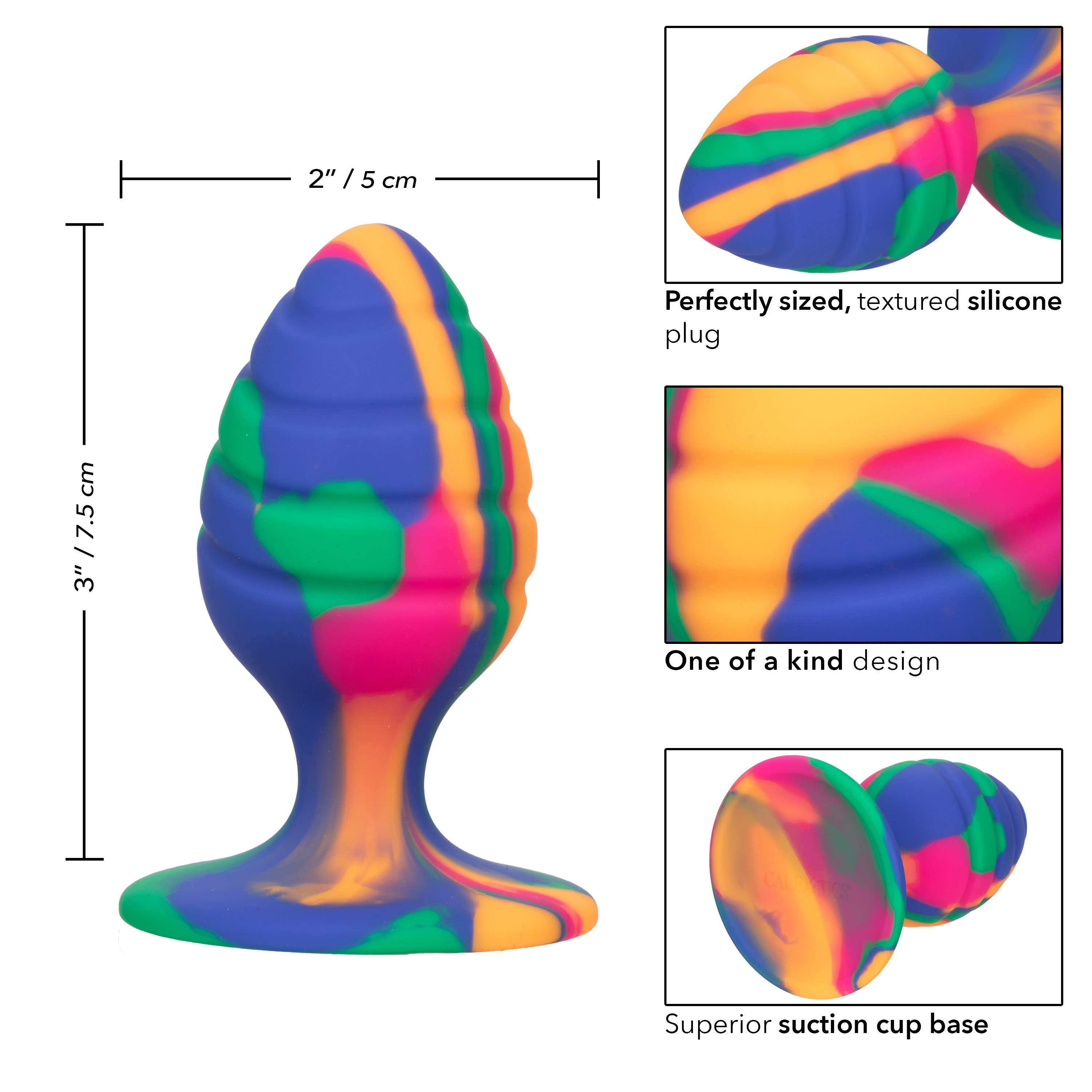 Текстурированная анальная пробка M из силикона CHEEKY MED SWIRL TIE-DYE PLUG