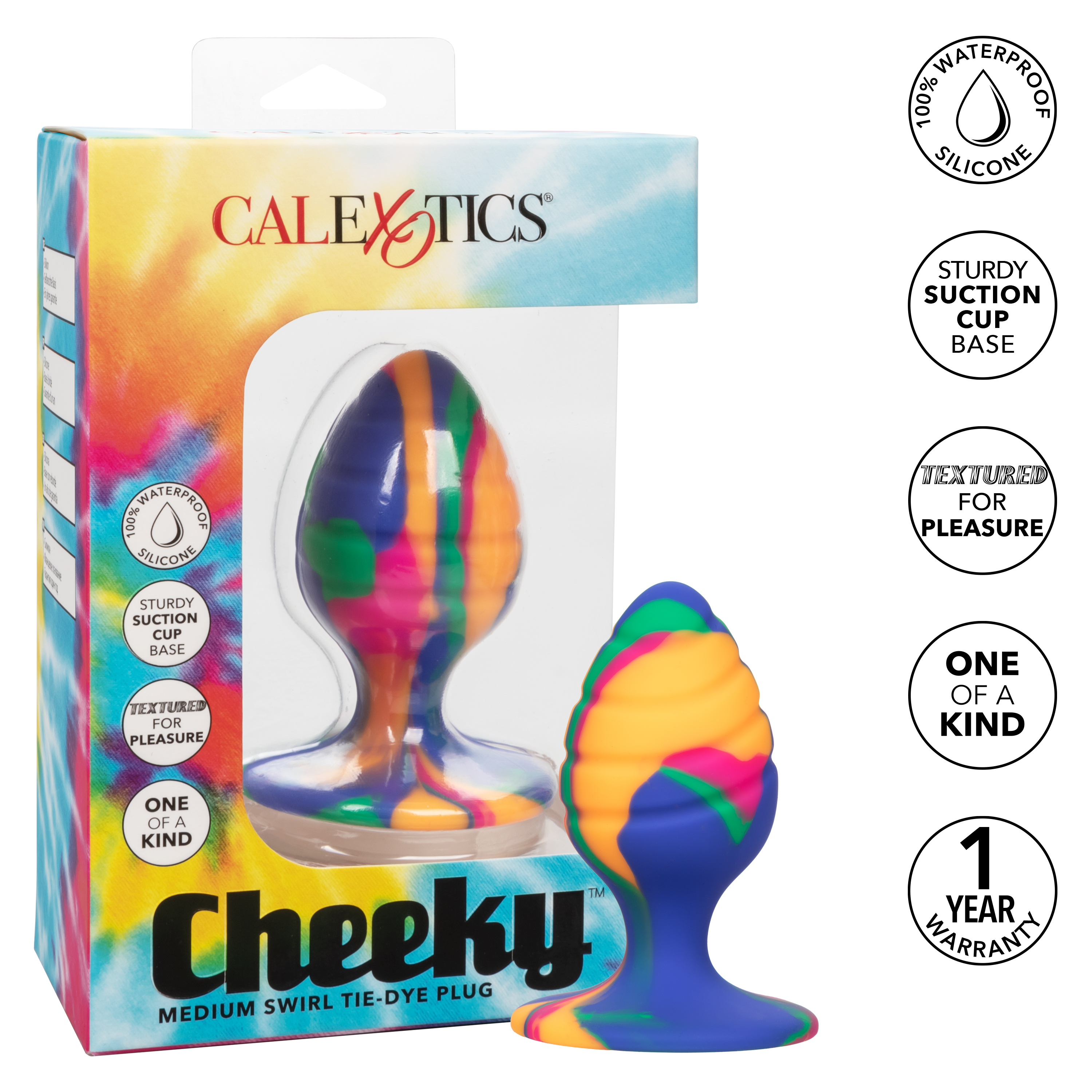 Текстурированная анальная пробка M из силикона CHEEKY MED SWIRL TIE-DYE PLUG