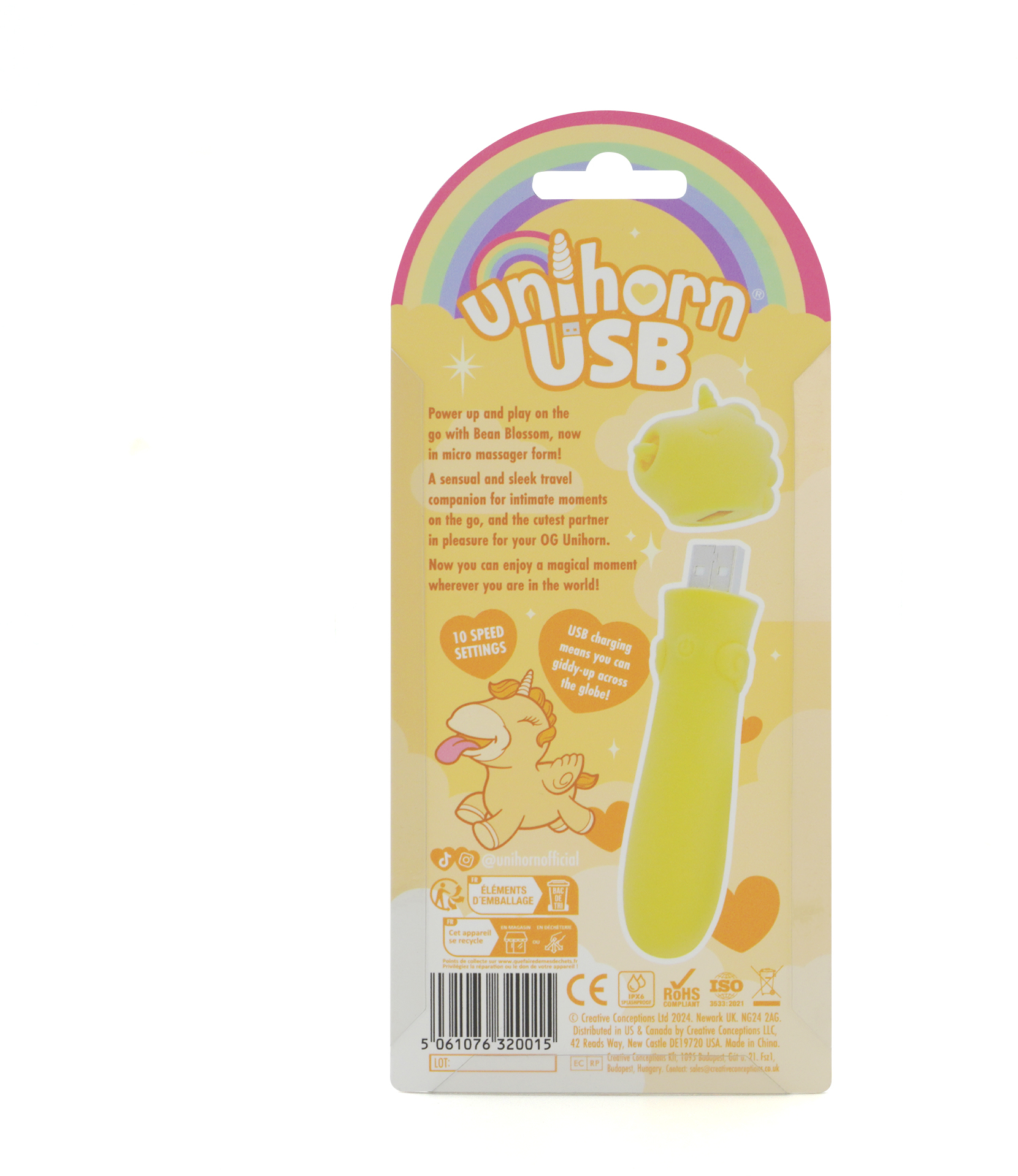 Вибропуля Unihorn USB - Bean Blossom, желтый