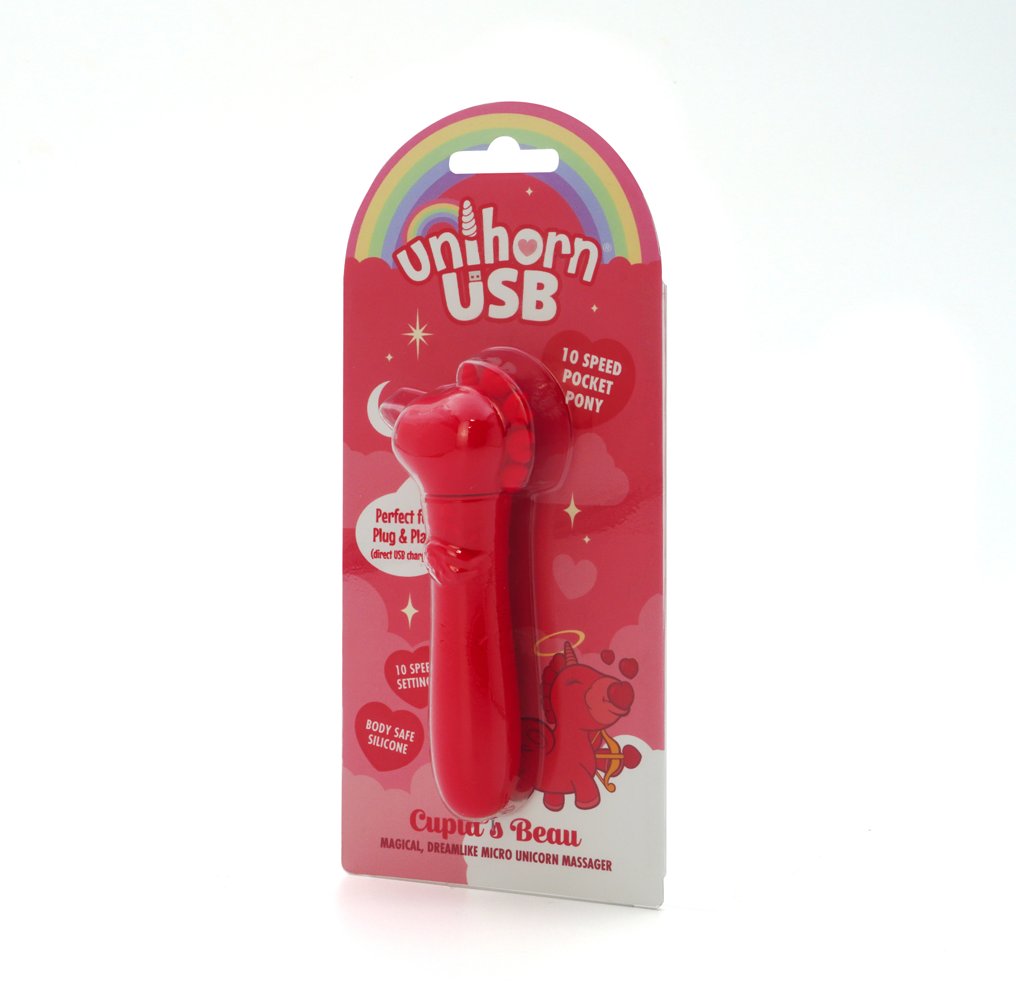 Вибропуля Unihorn USB - Cupid's Beau с функцией пульсации, красный