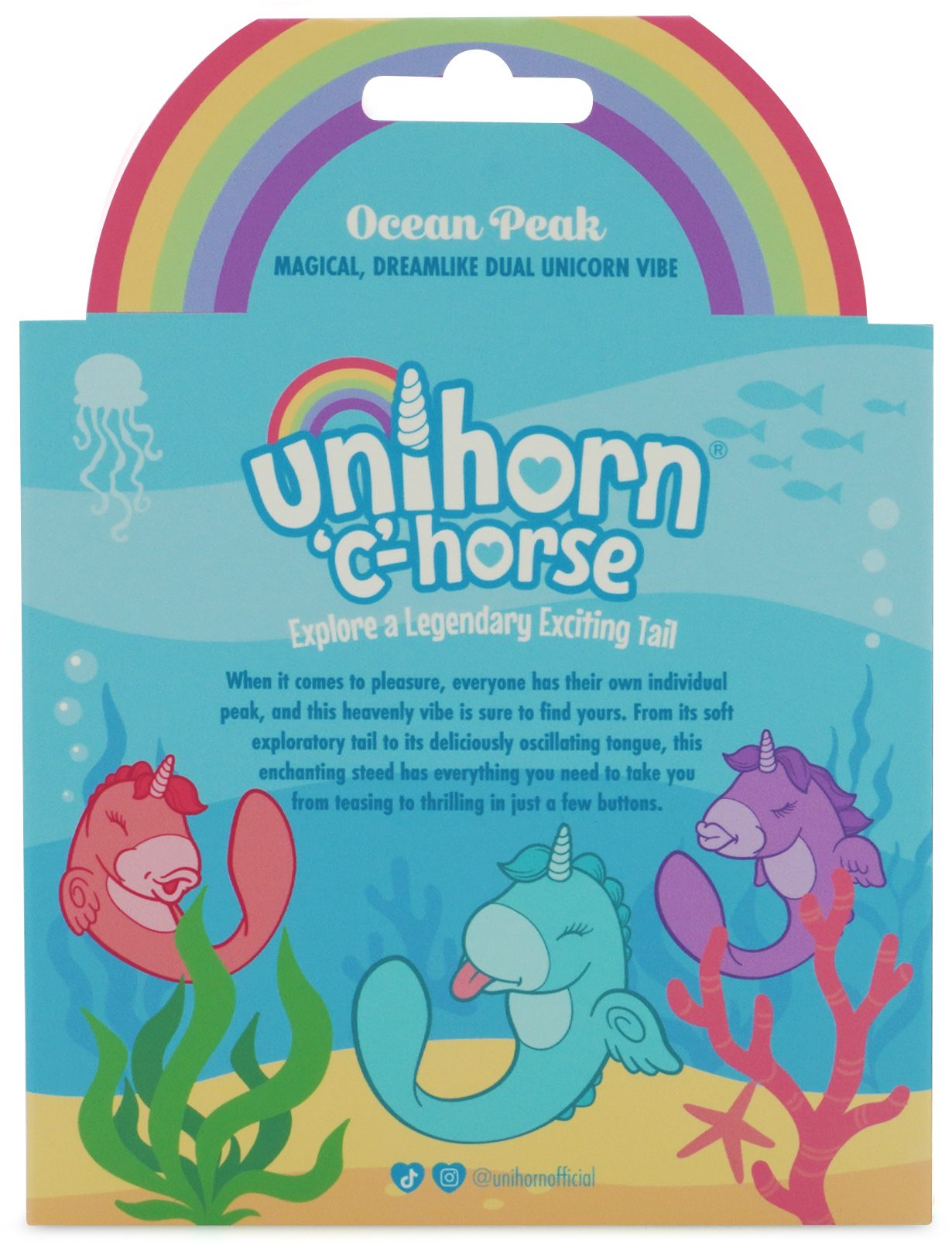 Вибромассажер Unihorn - C Horse - Ocean Peak со стимуляцией язычком, голубой