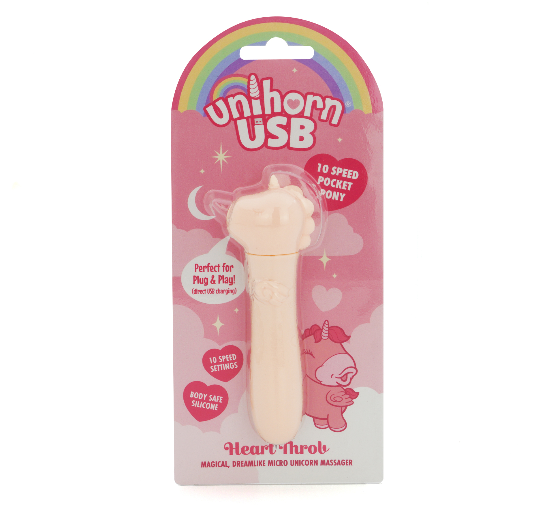 Вибропуля Unihorn USB - Heart Throb, светло-розовый