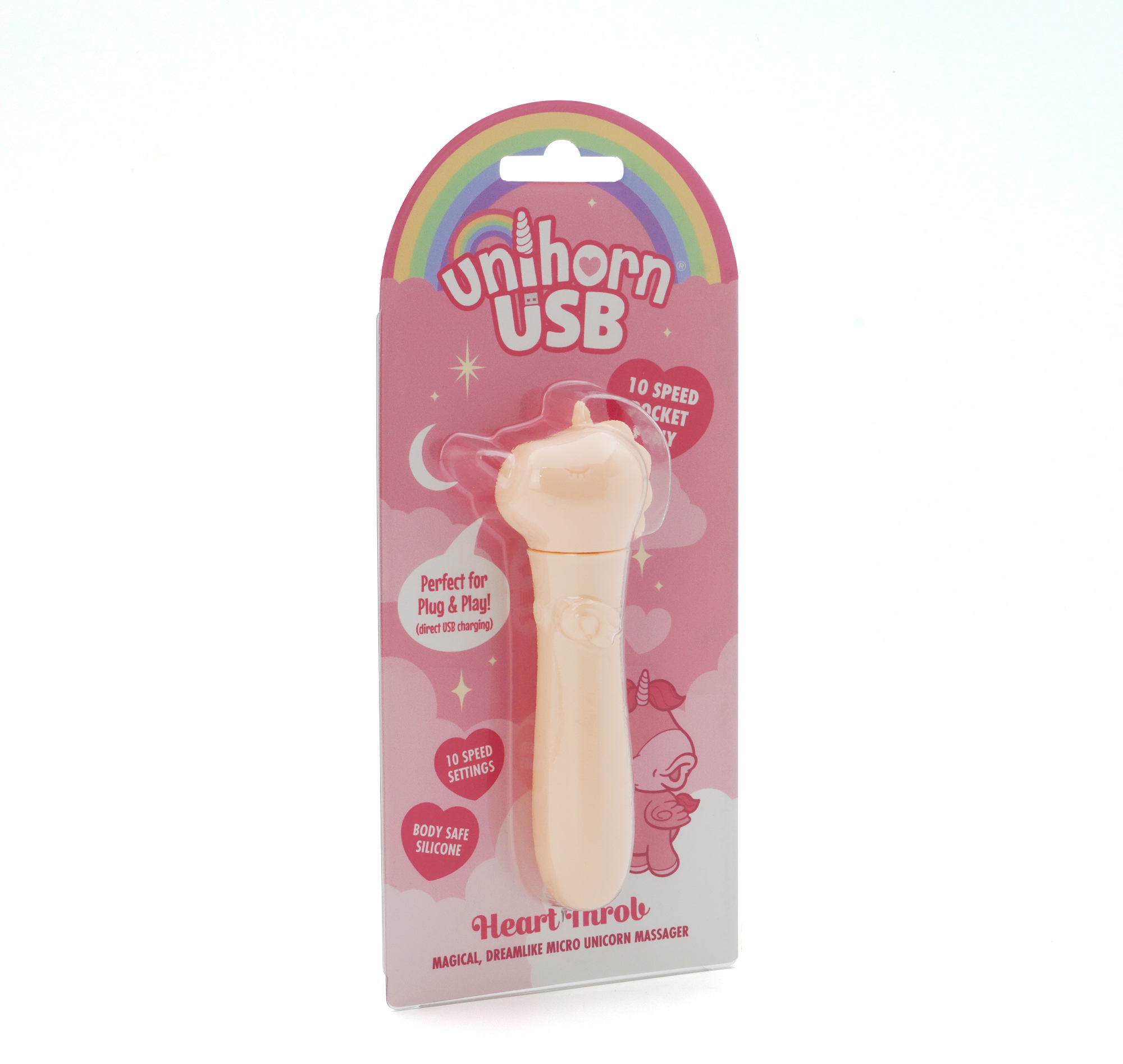 Вибропуля Unihorn USB - Heart Throb, светло-розовый