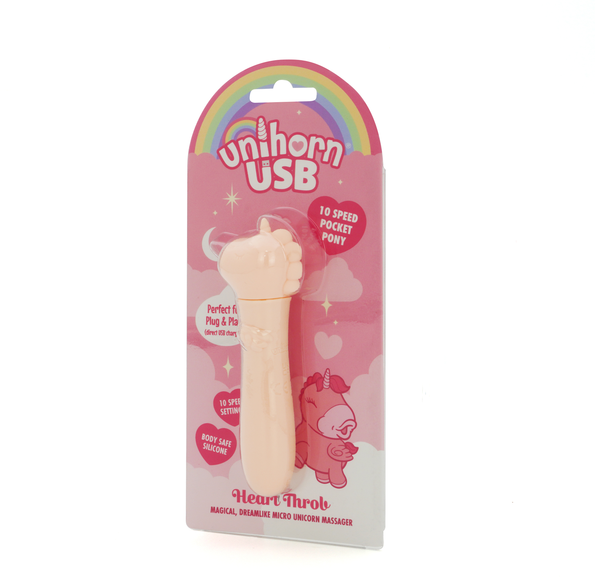 Вибропуля Unihorn USB - Heart Throb, светло-розовый