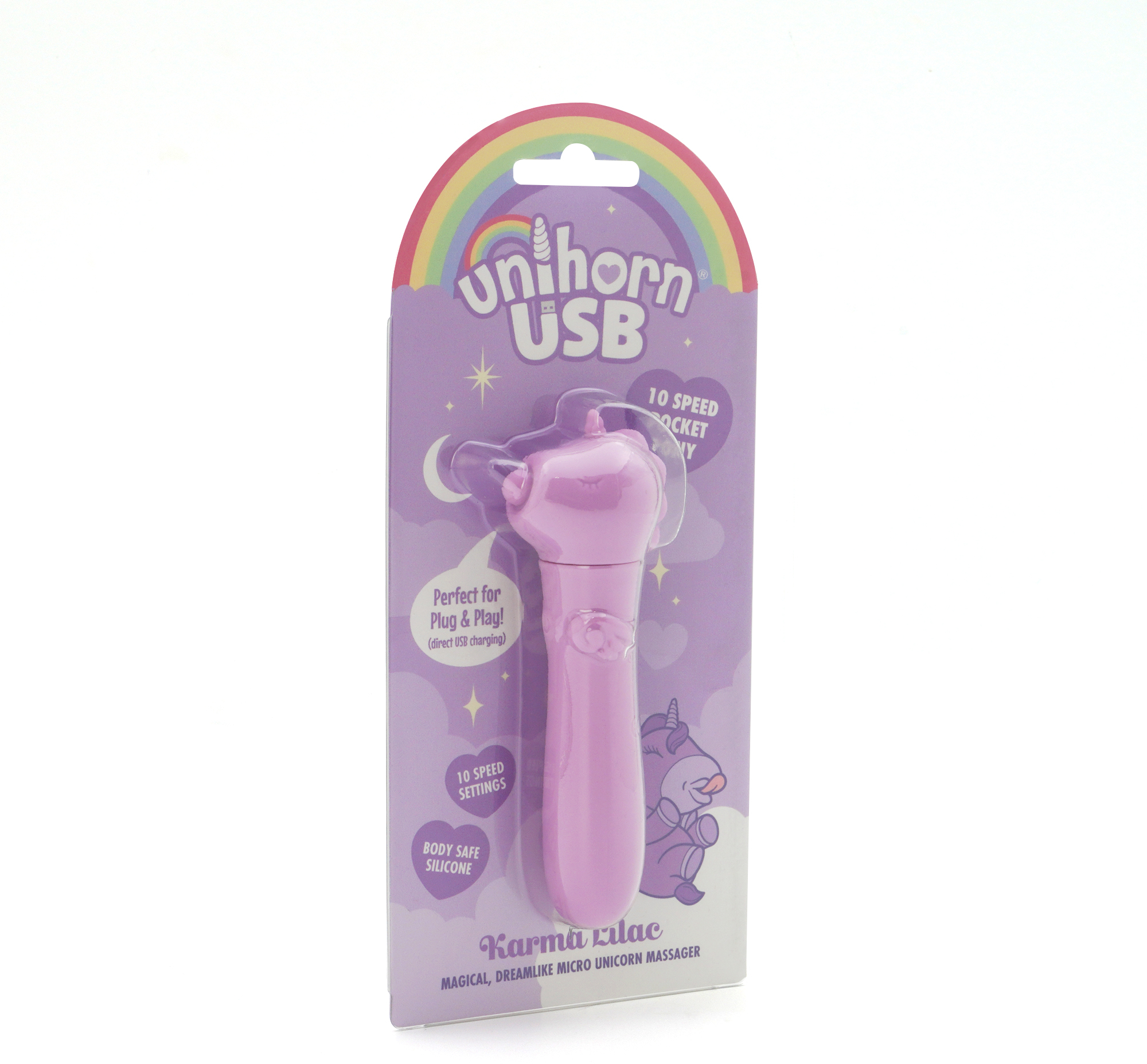 Вибропуля Unihorn USB - Karma Lilac с функцией пульсации, лиловый