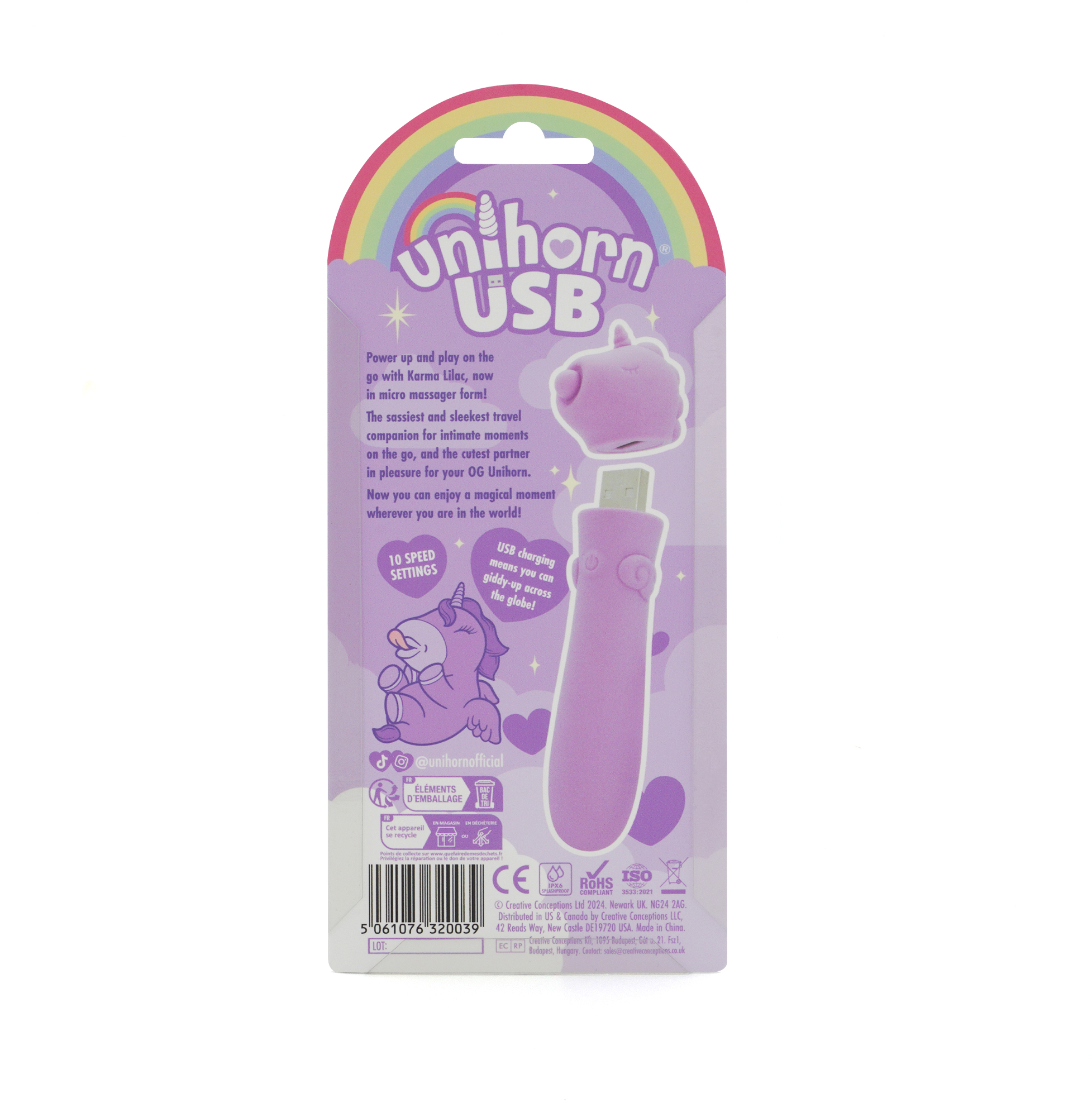 Вибропуля Unihorn USB - Karma Lilac с функцией пульсации, лиловый